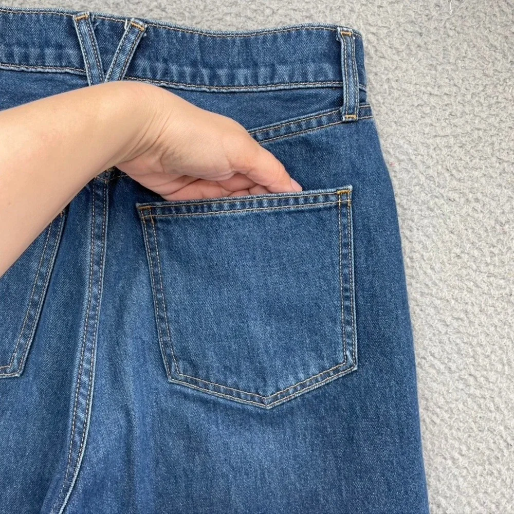 Veronica Beard Taylor Wide Leg Crop Jeans Womens 27 6 Blue High Rise Raw Hem - Picture 6 of 11